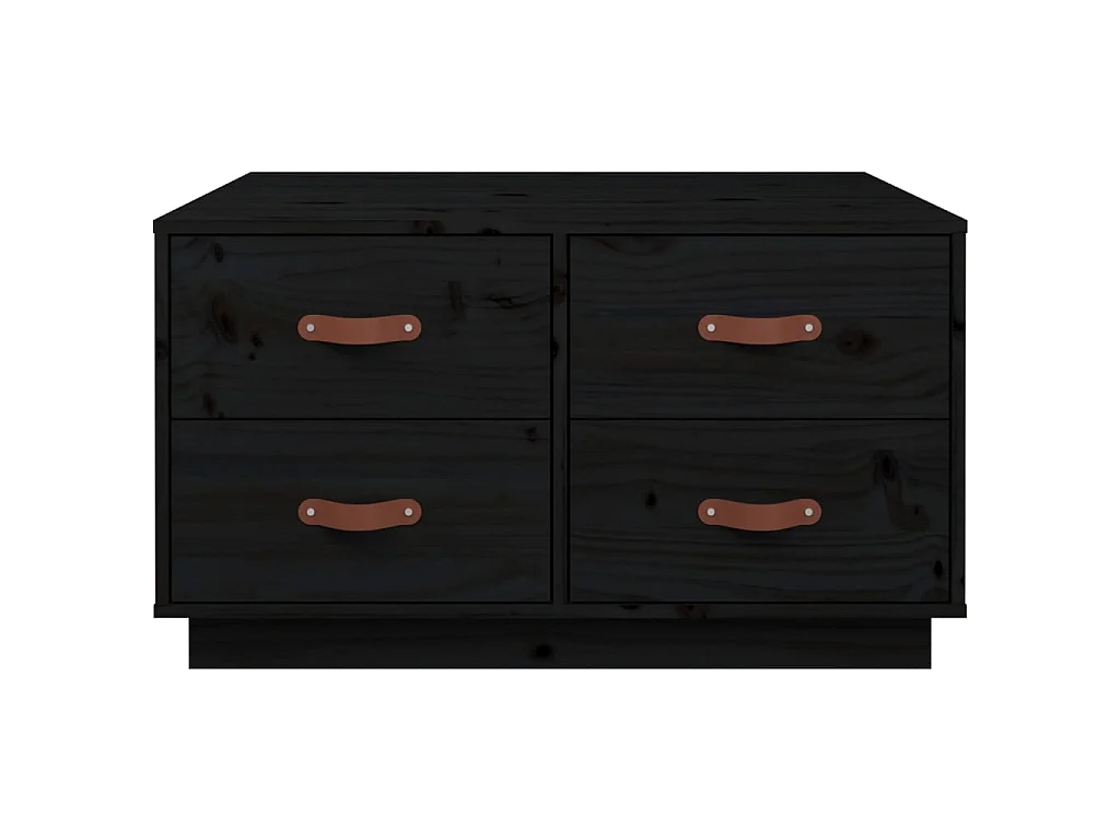 Tavolino Gold Nero 80x80x45 cm Legno di pino massiccio