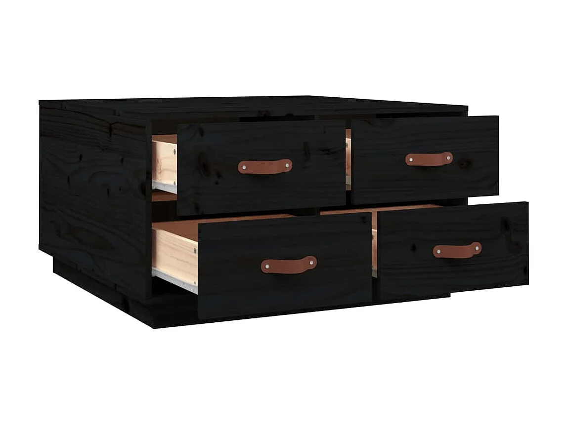 Table basse Noir 80x80x45 cm Bois massif de pin