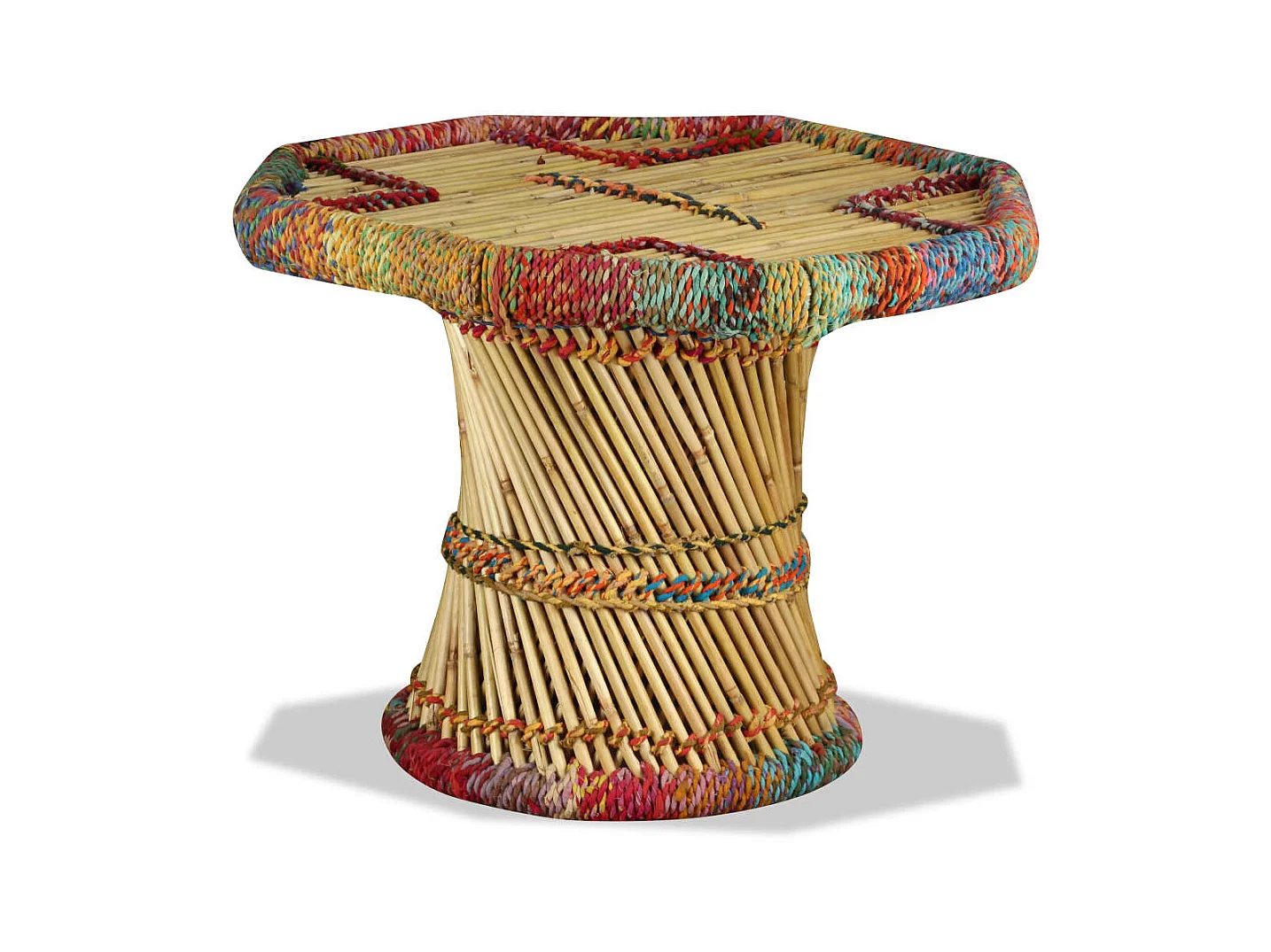 Table basse Bambou avec Détails Chindi Multicolore