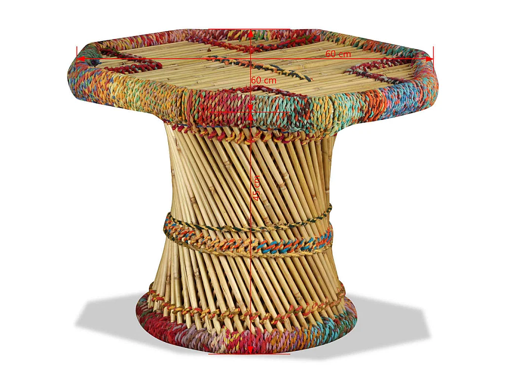 Table basse Bambou avec Détails Chindi Multicolore