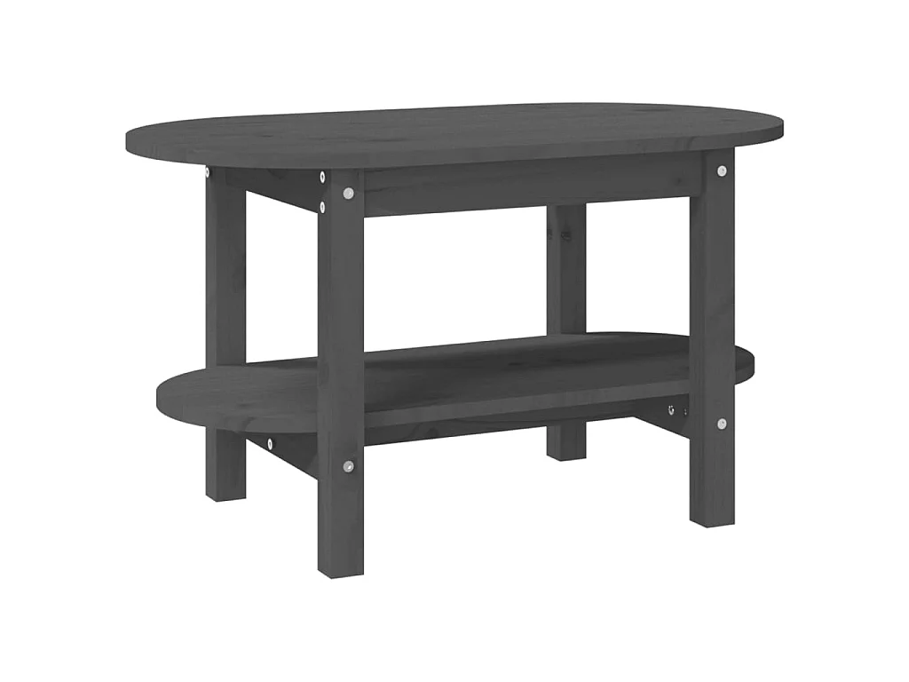 Tavolino Gold Grigio 80x45x45 cm Legno di pino massiccio