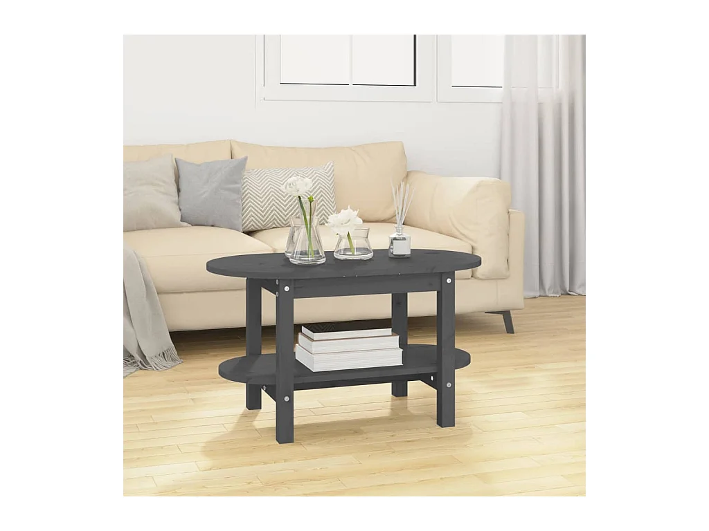 Gold Couchtisch Grau 80x45x45 cm Massives Kiefernholz