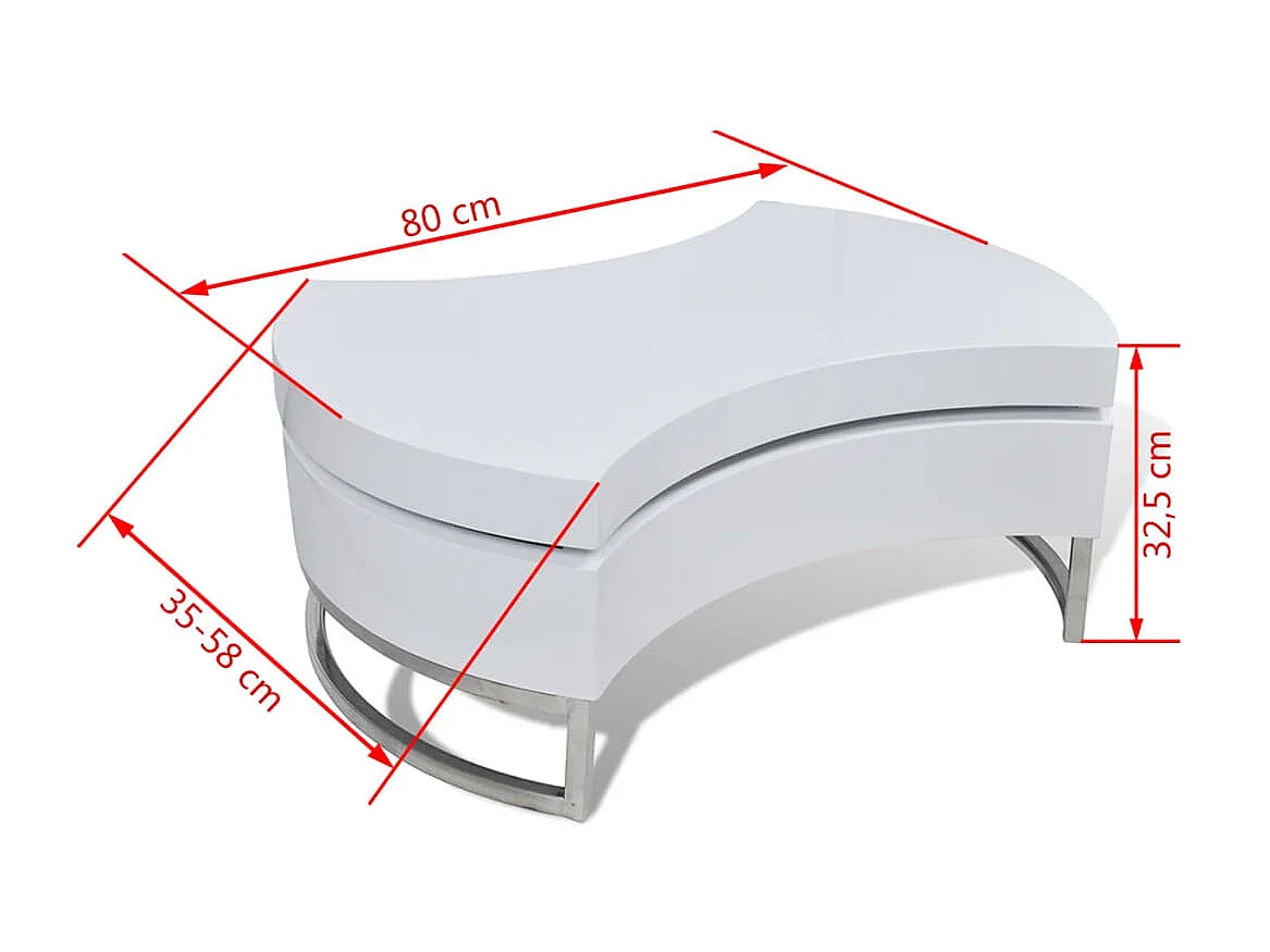 Gouden verstelbare vorm salontafel hoogglans wit
