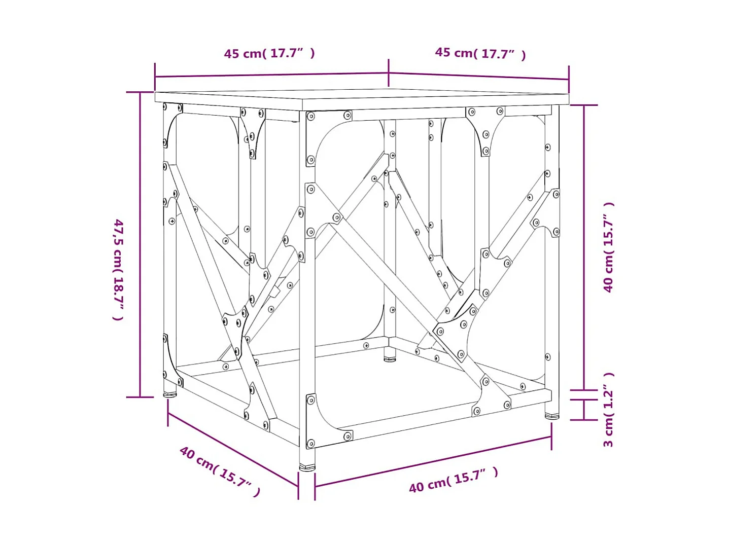 Tavolino grigio Gold Sonoma 45x45x47,5 cm in MDF
