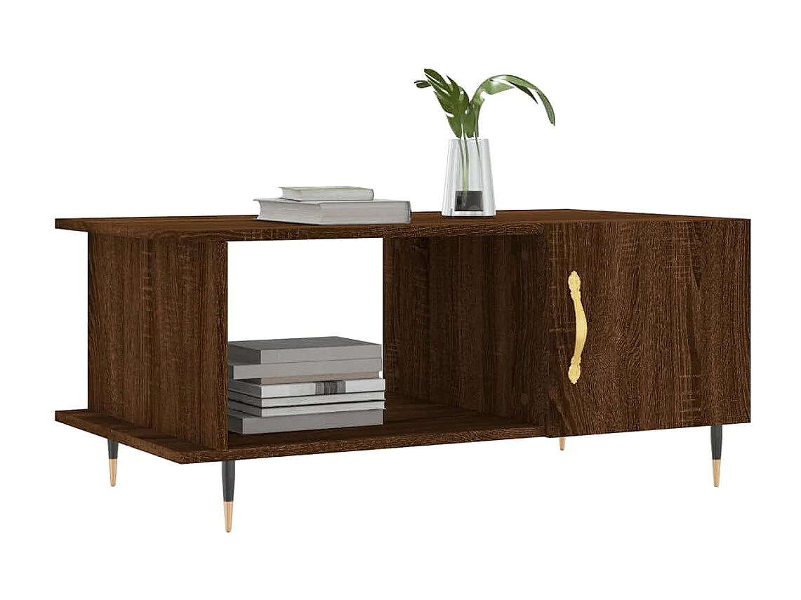 Mesa de centro roble Golden Brown 90x50x40 cm madera contrachapada