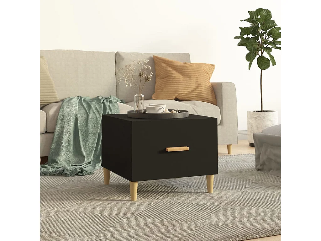 Mesa de centro Gold Negro 50x50x40 cm Madera contrachapada