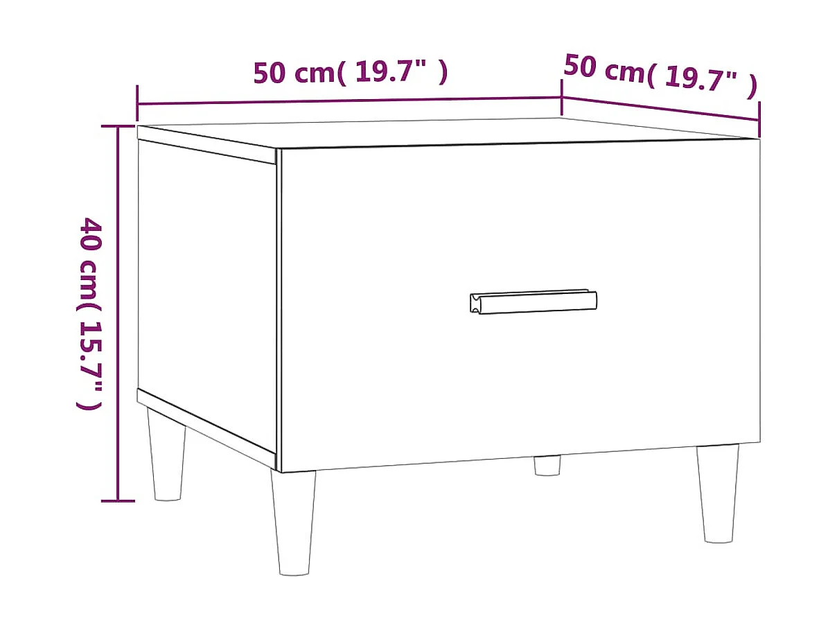 Mesa de centro Gold Negro 50x50x40 cm Madera contrachapada