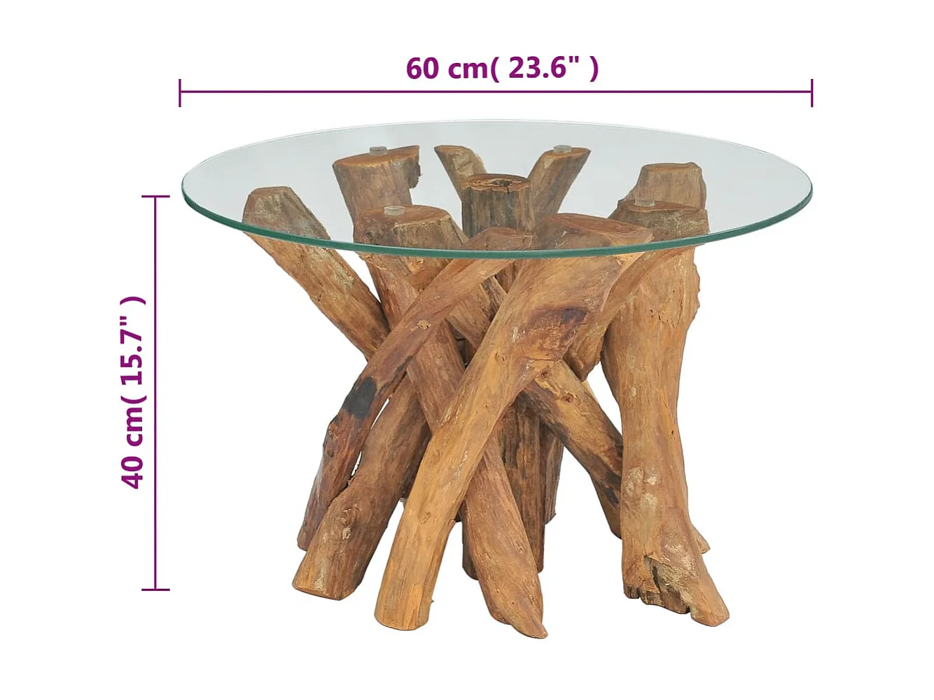 Table basse Bois flottant de teck massif 60 cm
