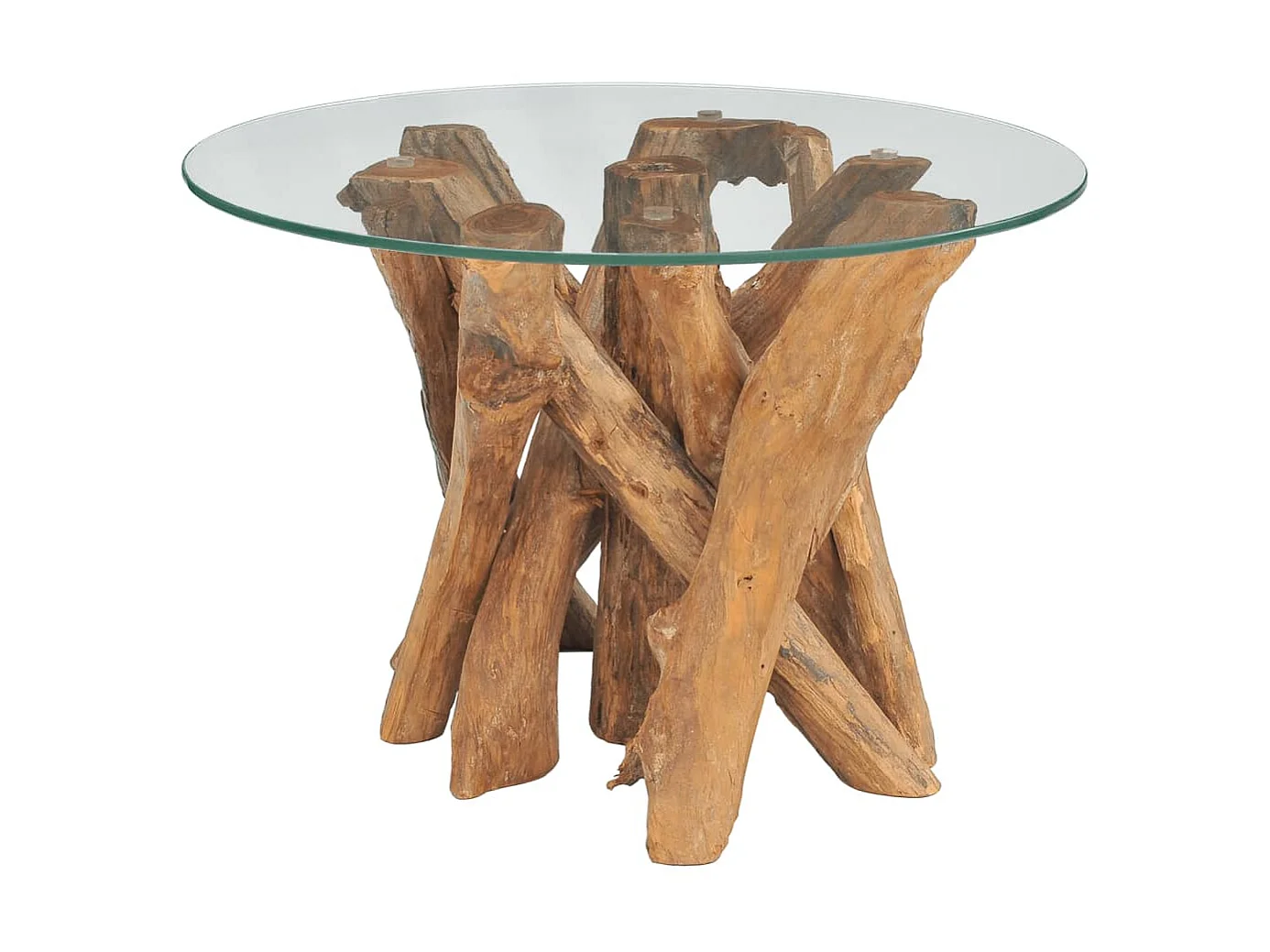 Mesa de centro dorada de madera flotante de teca maciza 60 cm