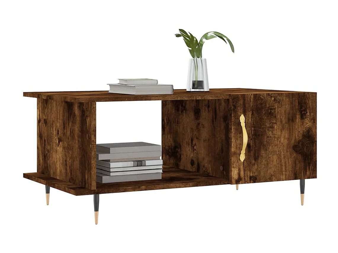 Table basse chêne fumé 90x50x40 cm bois d'ingénierie