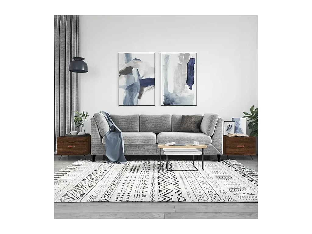 Goldene Couchtische, 2 Stück, braune Eiche, 50 x 50 x 40 cm, Holzwerkstoff