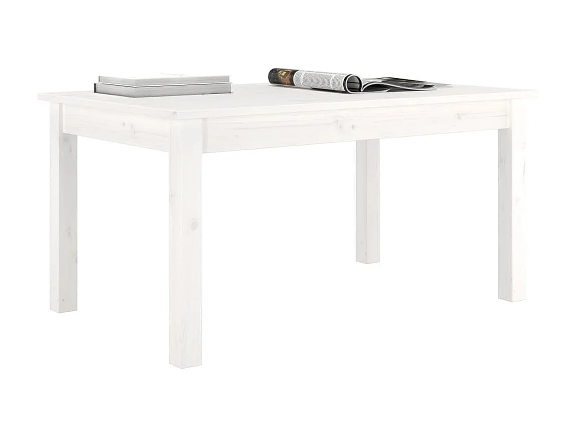 Tavolino Gold Bianco 80x50x40 cm Legno di pino massiccio