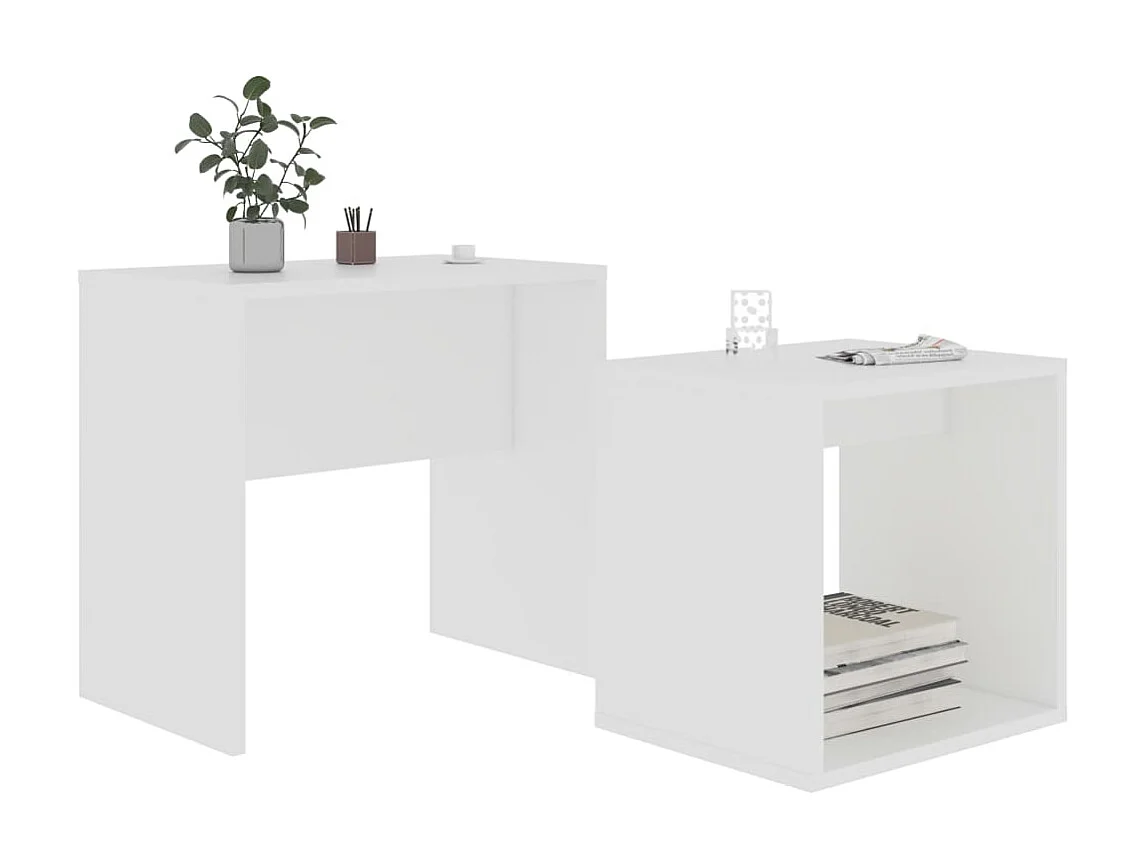 Ensemble de tables basses Blanc 48x30x45 cm Aggloméré