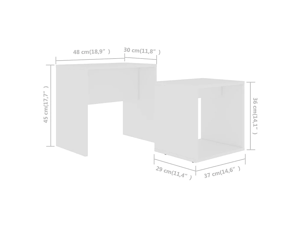 Ensemble de tables basses Blanc 48x30x45 cm Aggloméré
