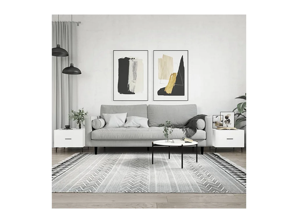 Goldfarbene Couchtische, 2 Stück, glänzend weiß, 50 x 50 x 40 cm, Holzwerkstoff