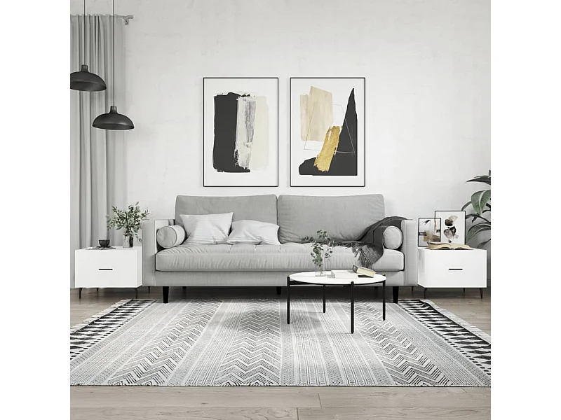 Goldfarbene Couchtische, 2 Stück, glänzend weiß, 50 x 50 x 40 cm, Holzwerkstoff