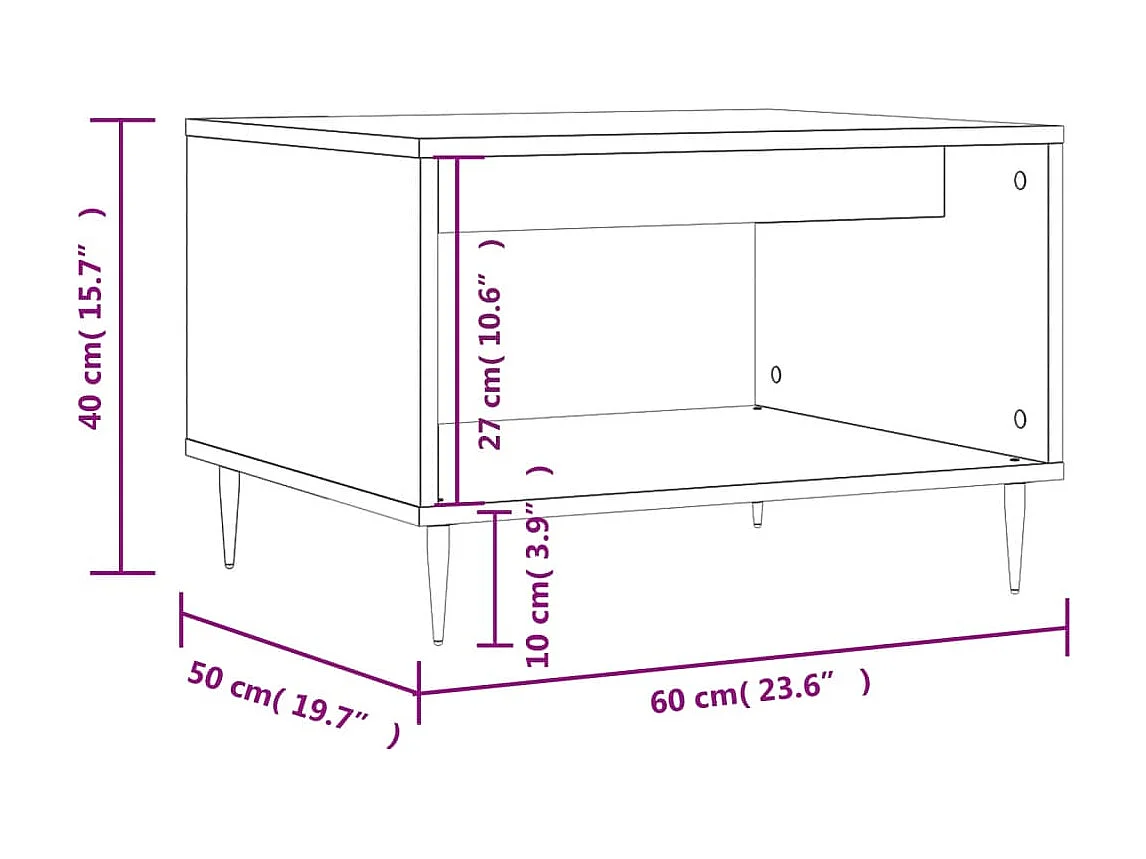 Mesa de centro Gold White 60x50x40 cm de madera contrachapada