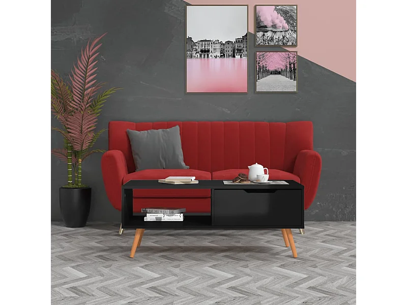 Mesa de centro Gold Aglomerado negro brillo 100x49,5x43 cm