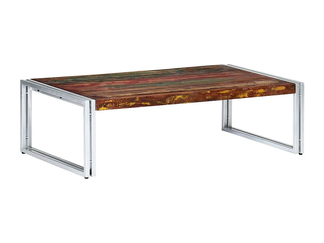 Goudkleurige salontafel 120 x 60 x 35 cm Massief hergebruikt hout