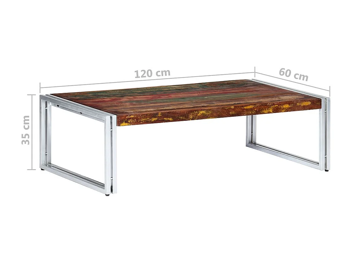 Goudkleurige salontafel 120 x 60 x 35 cm Massief hergebruikt hout