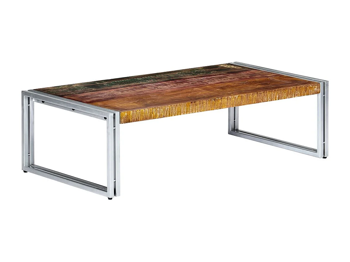 Goudkleurige salontafel 120 x 60 x 35 cm Massief hergebruikt hout