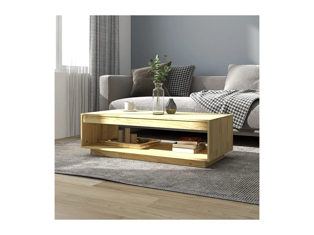 Mesa de centro dourada 110x50x33,5 cm madeira maciça de pinho