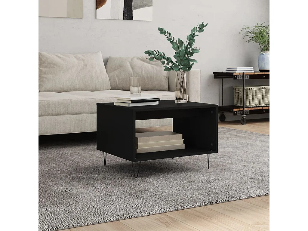 Table basse noir 60x50x40 cm bois d'ingénierie