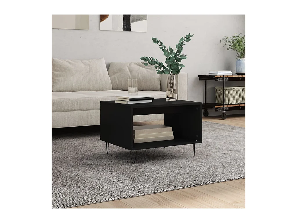 Table basse noir 60x50x40 cm bois d'ingénierie