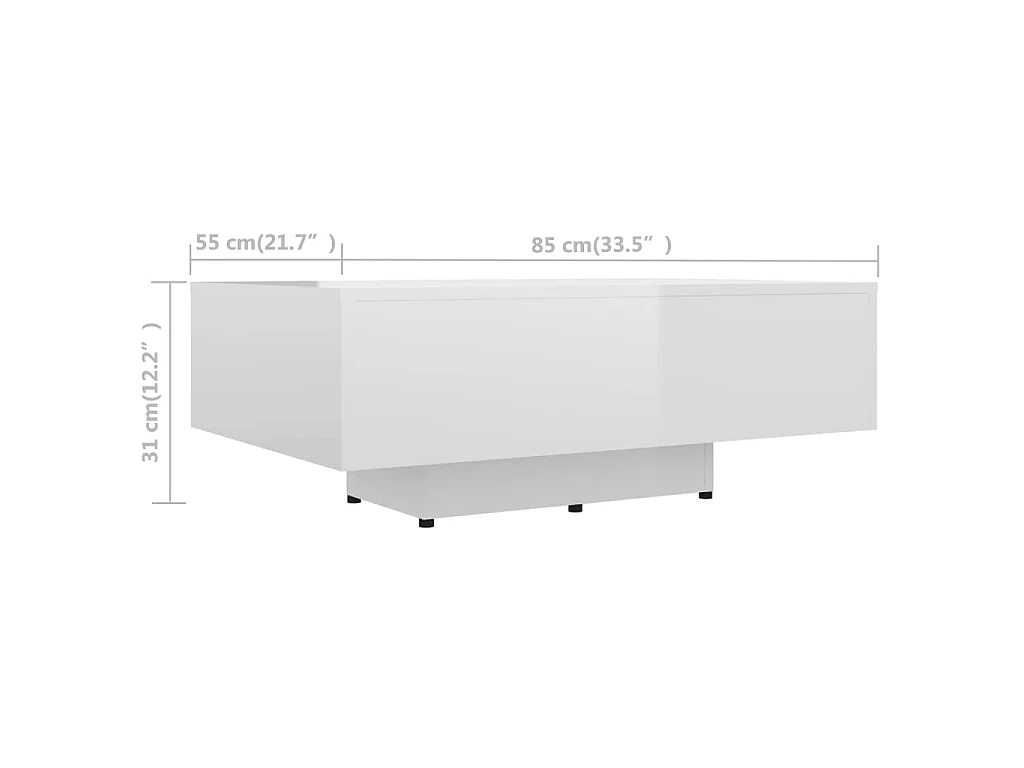 Tavolino Gold Bianco lucido 85x55x31 cm Truciolare