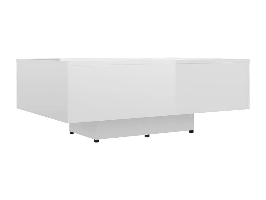 Table basse Blanc brillant 85x55x31 cm Aggloméré