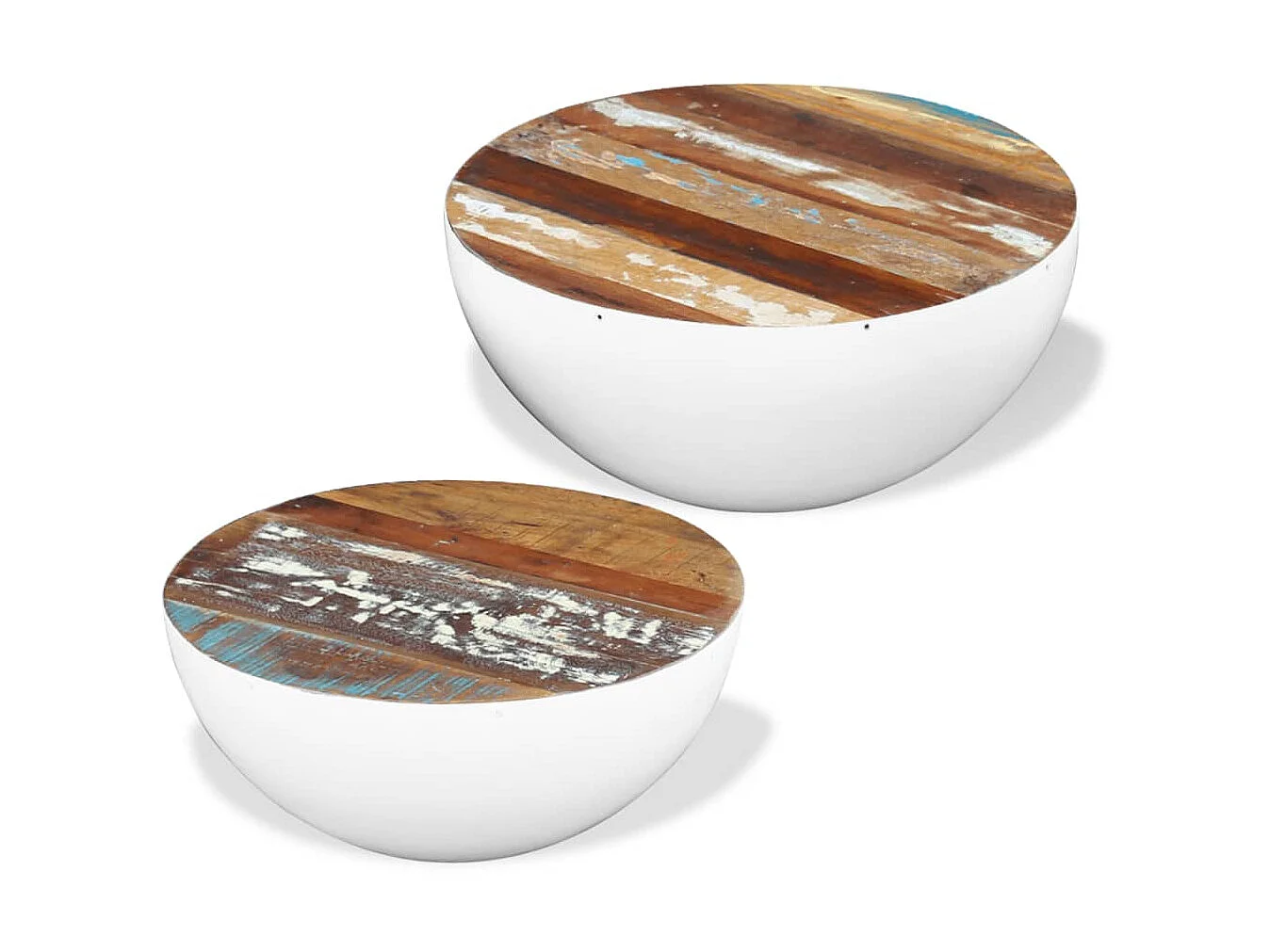 Gold Set di 2 tavolini a forma di ciotola Legno di recupero