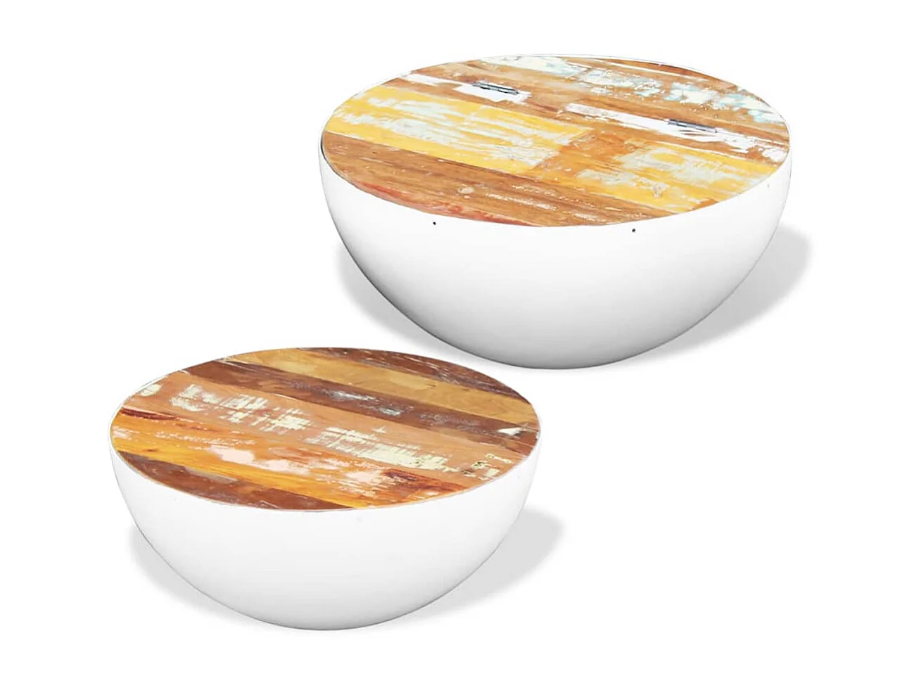 Gold Set di 2 tavolini a forma di ciotola Legno di recupero