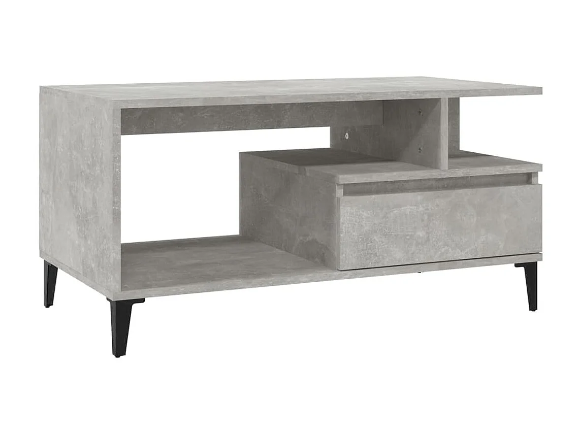 Mesa de centro dourada Concreto cinza 90x49x45 cm Madeira trabalhada