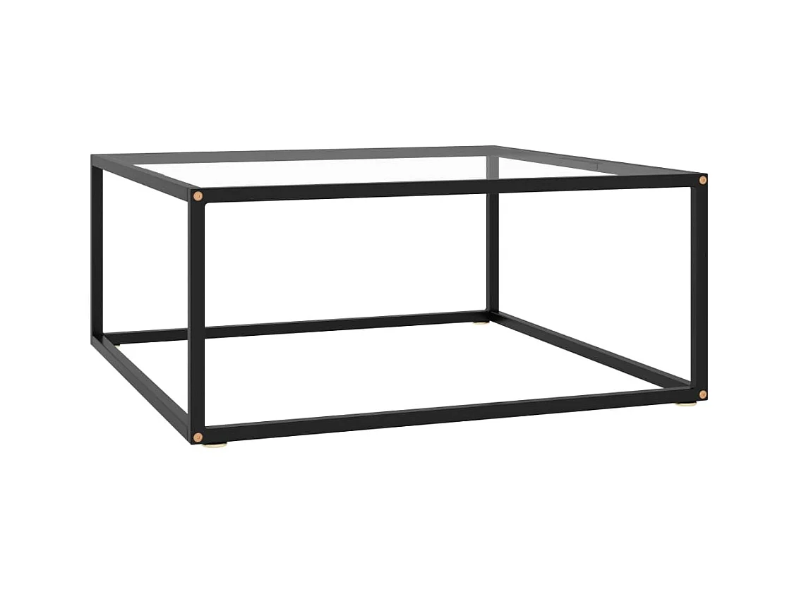 Table basse Noir avec verre trempé 80x80x35 cm