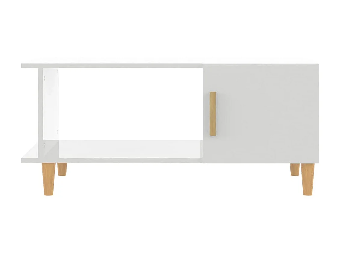 Gold Salontafel Glanzend wit 90x50x40 cm Bewerkt hout