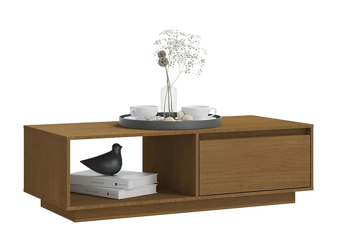 Mesa de centro Gold Marrón miel 110x50x33,5 cm Madera maciza de pino