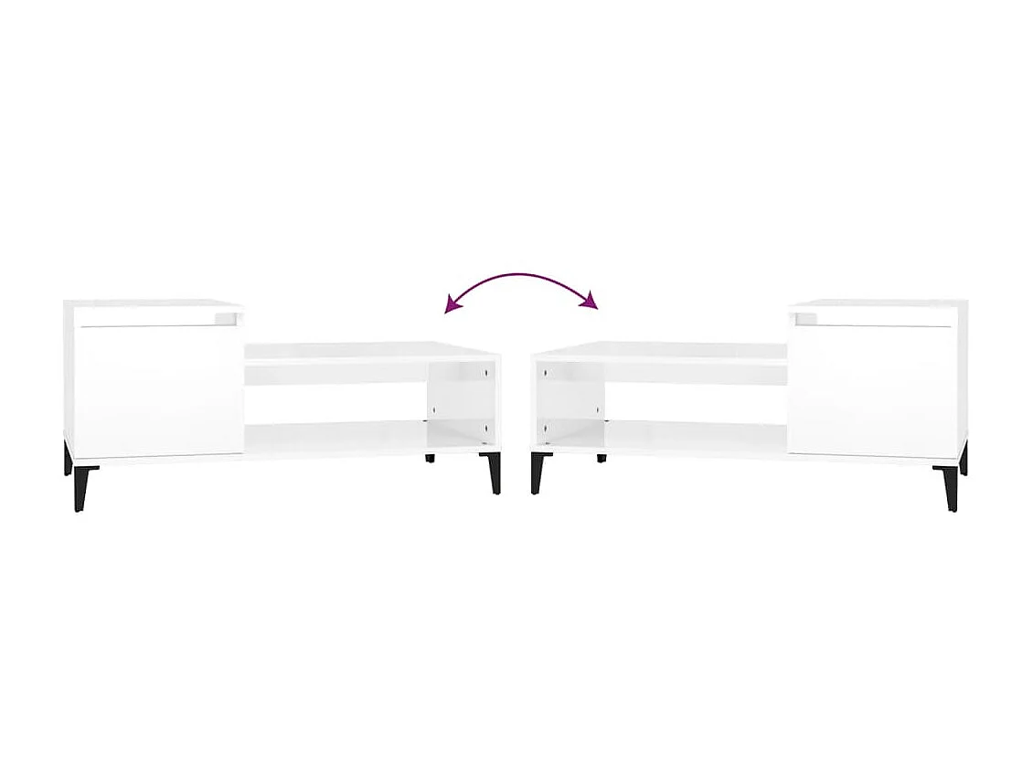 Table basse Blanc brillant 100x50x45 cm Bois d'ingénierie