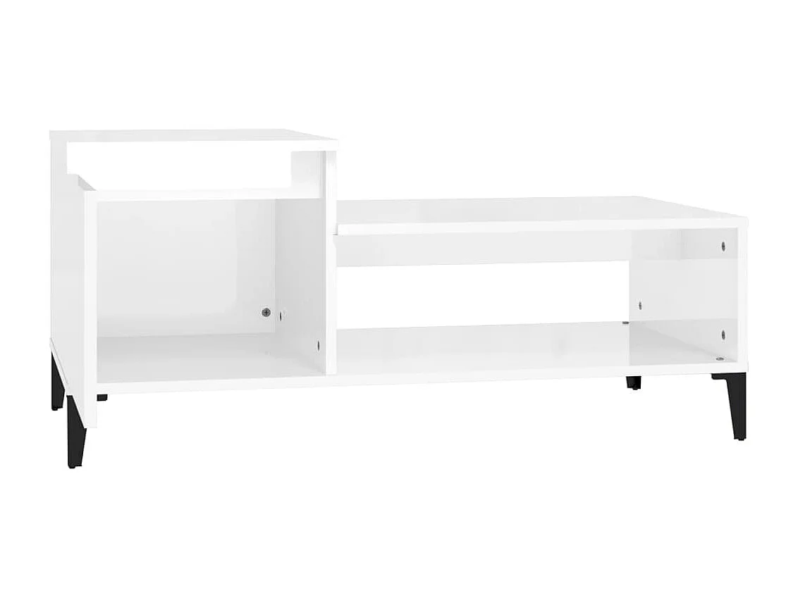 Mesa de centro Gold Blanco brillo 100x50x45 cm Madera contrachapada