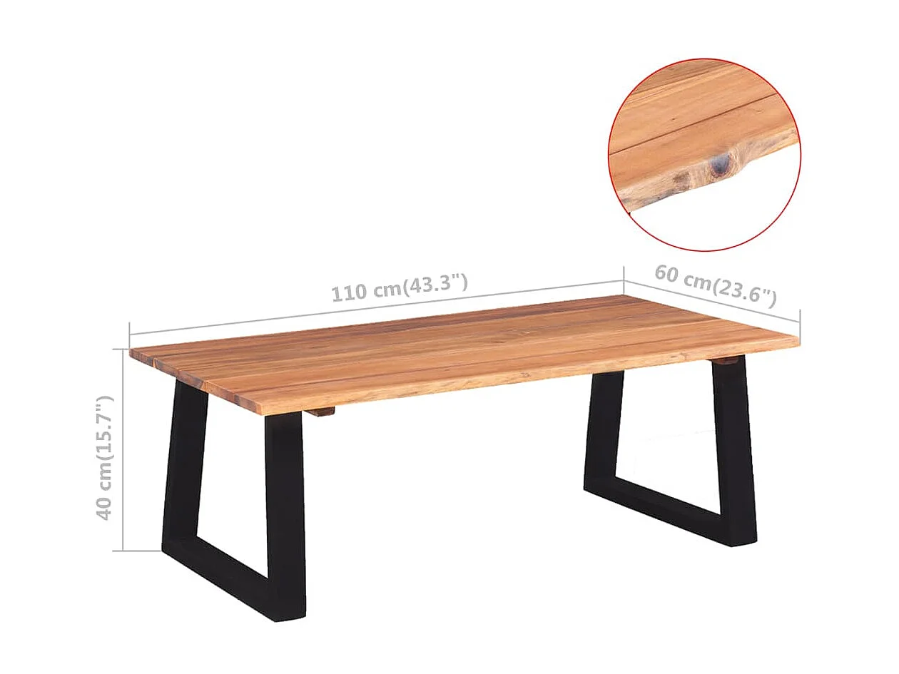 Tavolino Gold Legno massello di acacia 110 x 60 x 40 cm