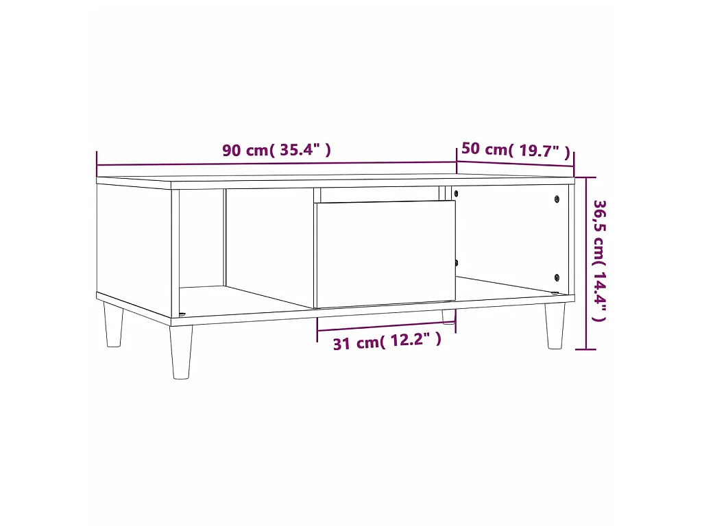Mesa de centro dourada preta 90x50x36,5 cm Madeira trabalhada