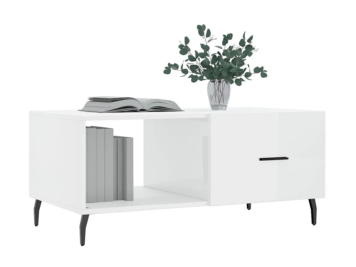 Mesa de centro Gold Blanco brillo 90x50x40 cm Madera contrachapada