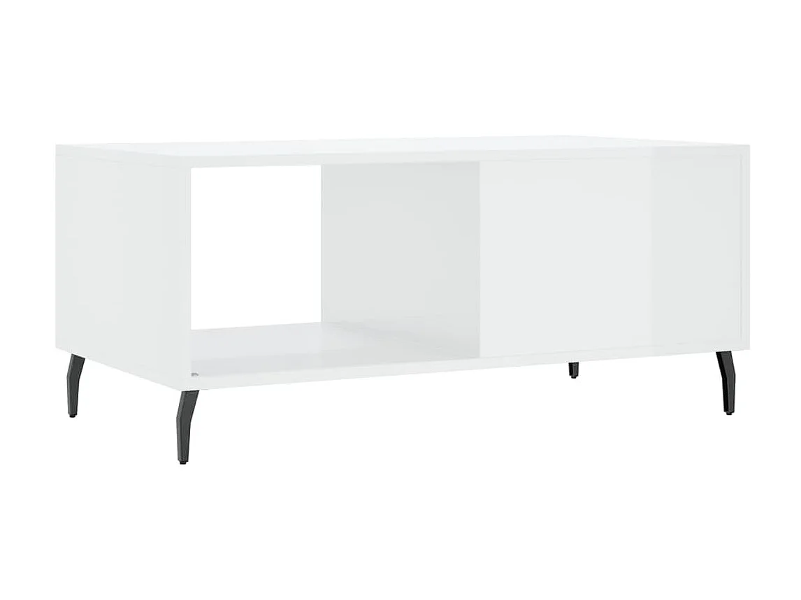 Gold Salontafel Glanzend wit 90x50x40 cm Bewerkt hout