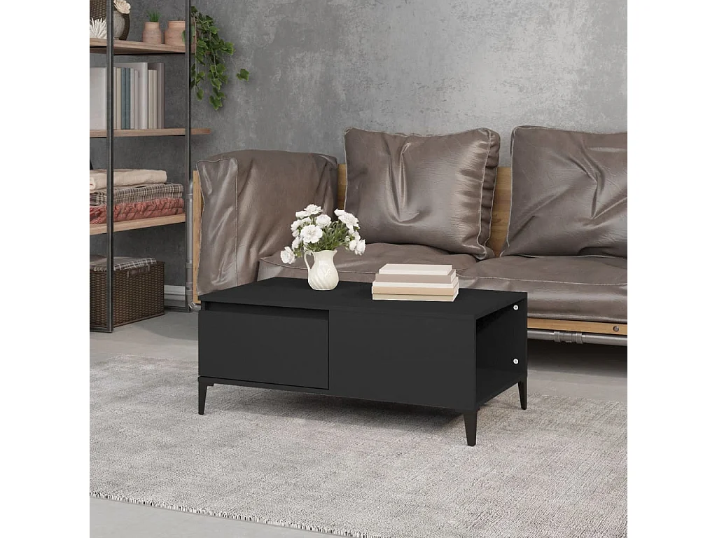 Table basse Noir 90x50x36,5 cm Bois d'ingénierie
