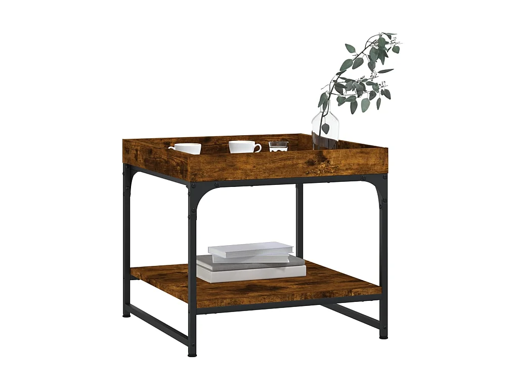 Goldfarbener Couchtisch aus geräucherter Eiche, 49,5 x 49,5 x 45 cm, Holzwerkstoff