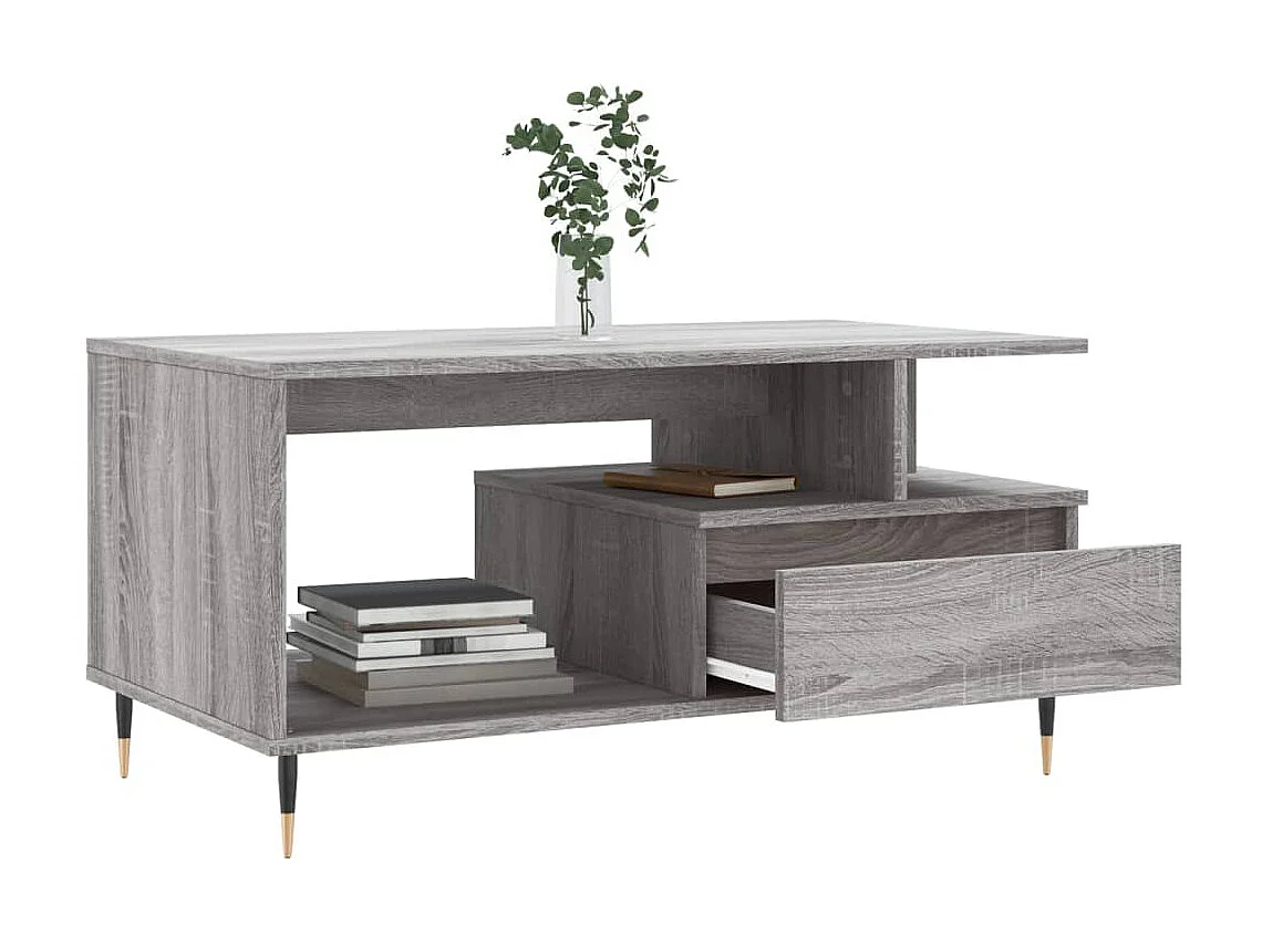 Gouden Sonoma grijze salontafel 90x49x45 cm Bewerkt hout