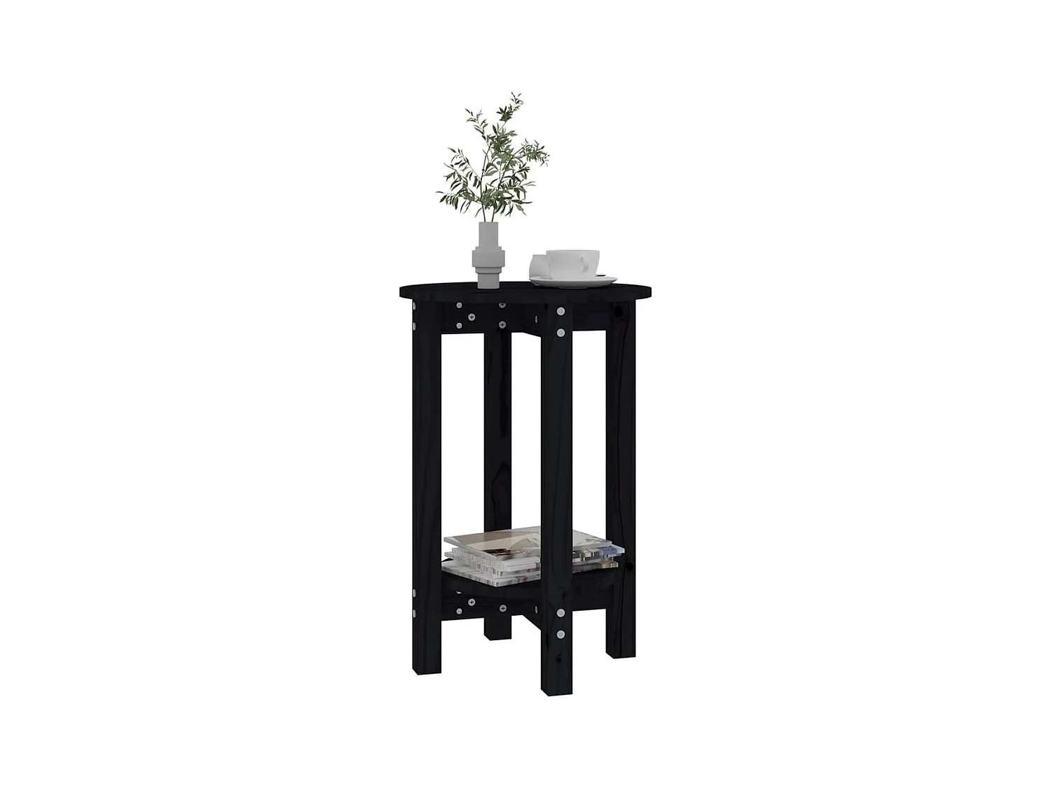 Table basse Noir Ø 40x60 cm Bois massif de pin