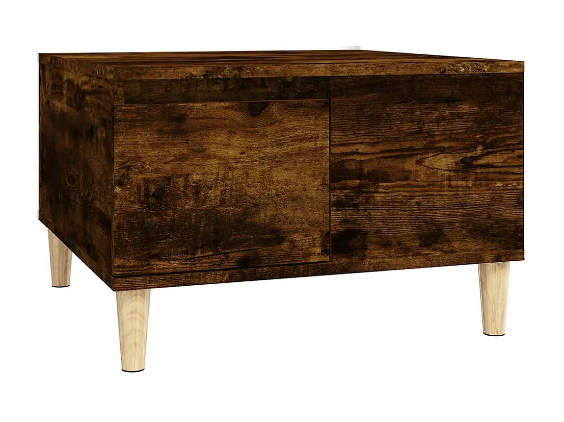 Mesa de centro em carvalho fumê dourado 55x55x36,5 cm madeira projetada