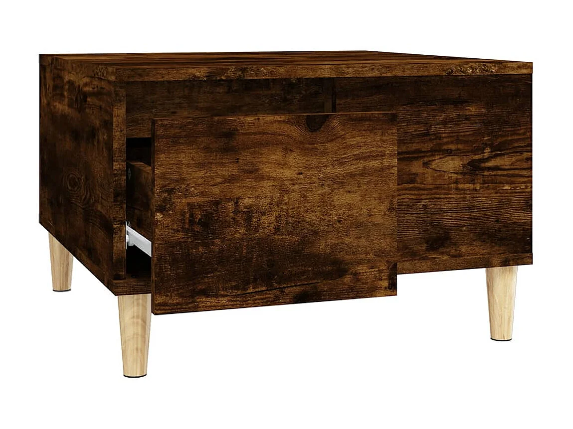 Mesa de centro em carvalho fumê dourado 55x55x36,5 cm madeira projetada