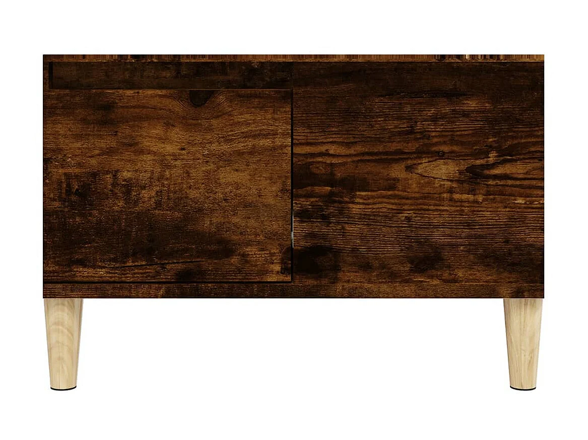 Mesa de centro em carvalho fumê dourado 55x55x36,5 cm madeira projetada