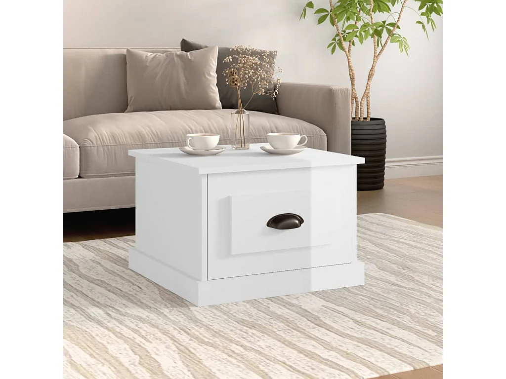 Table basse blanc brillant 50x50x35 cm bois d'ingénierie